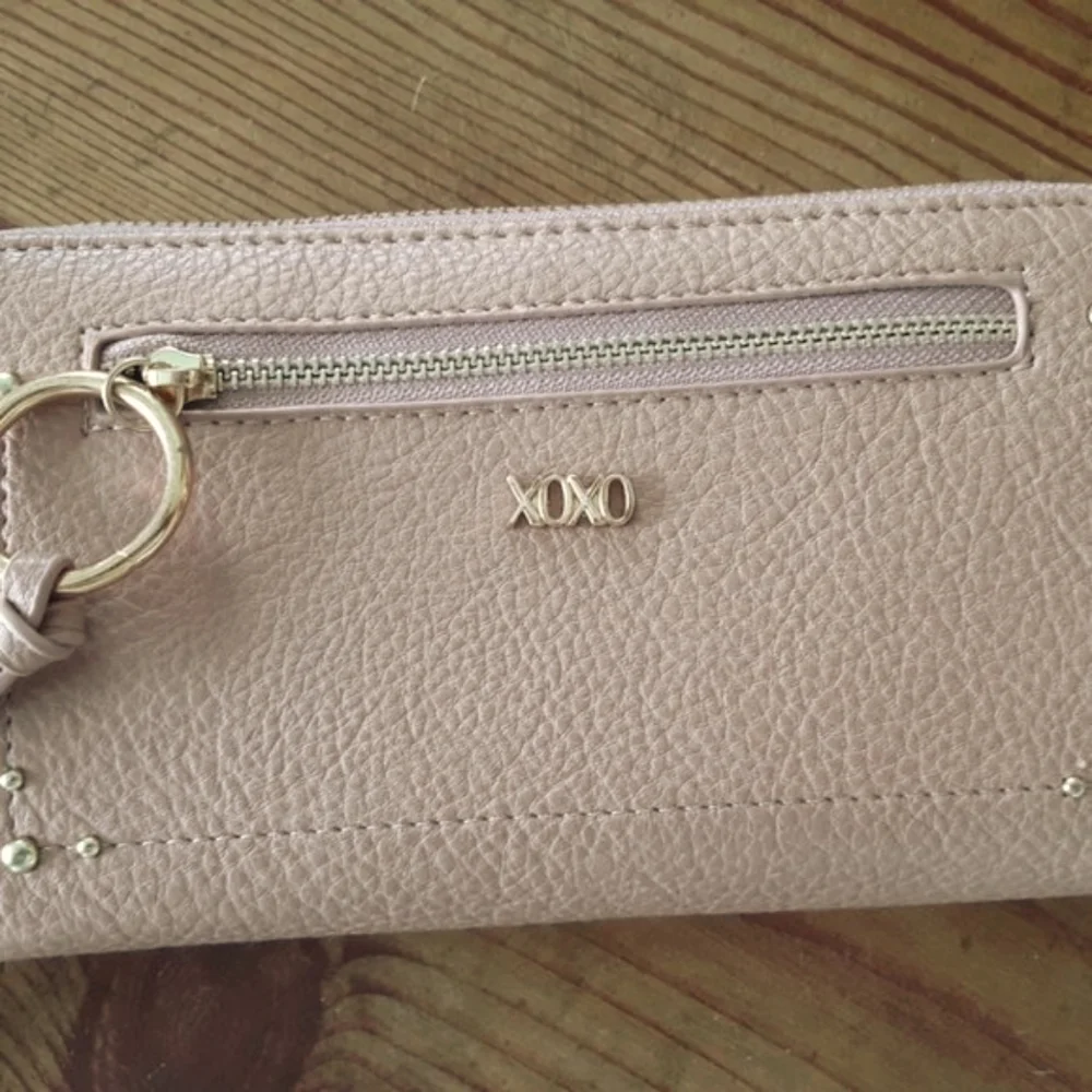 Blush double zipper wristlet  wallet